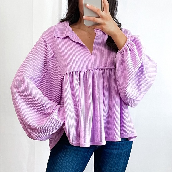 ☀️ NEW Lilac Pleated Top - Picture 1 of 3